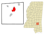 Jones County Mississippi Incorporated and Unincorporated areas Laurel Highlighted